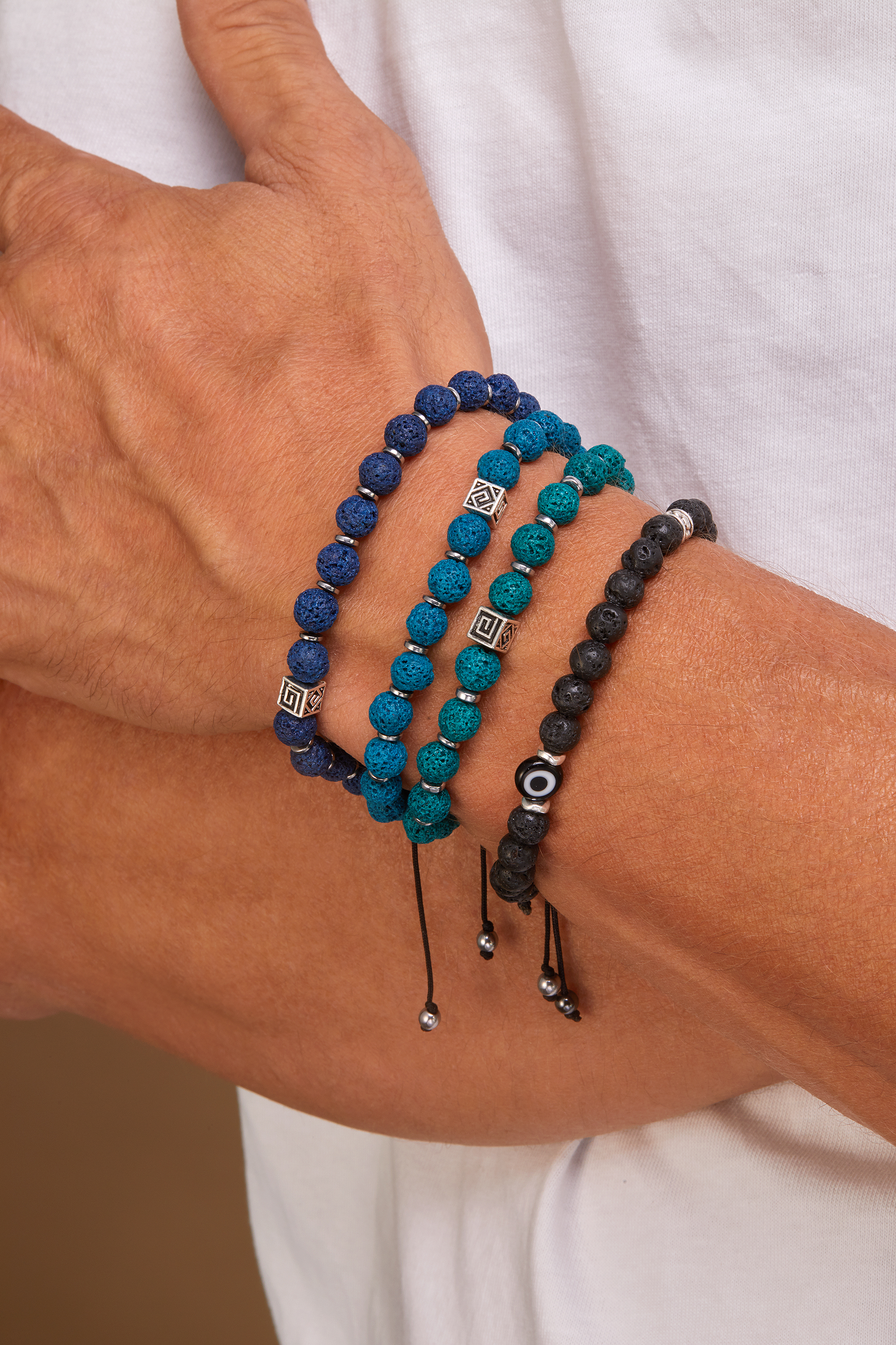 Coloured Lava Meander Men's Bracelet