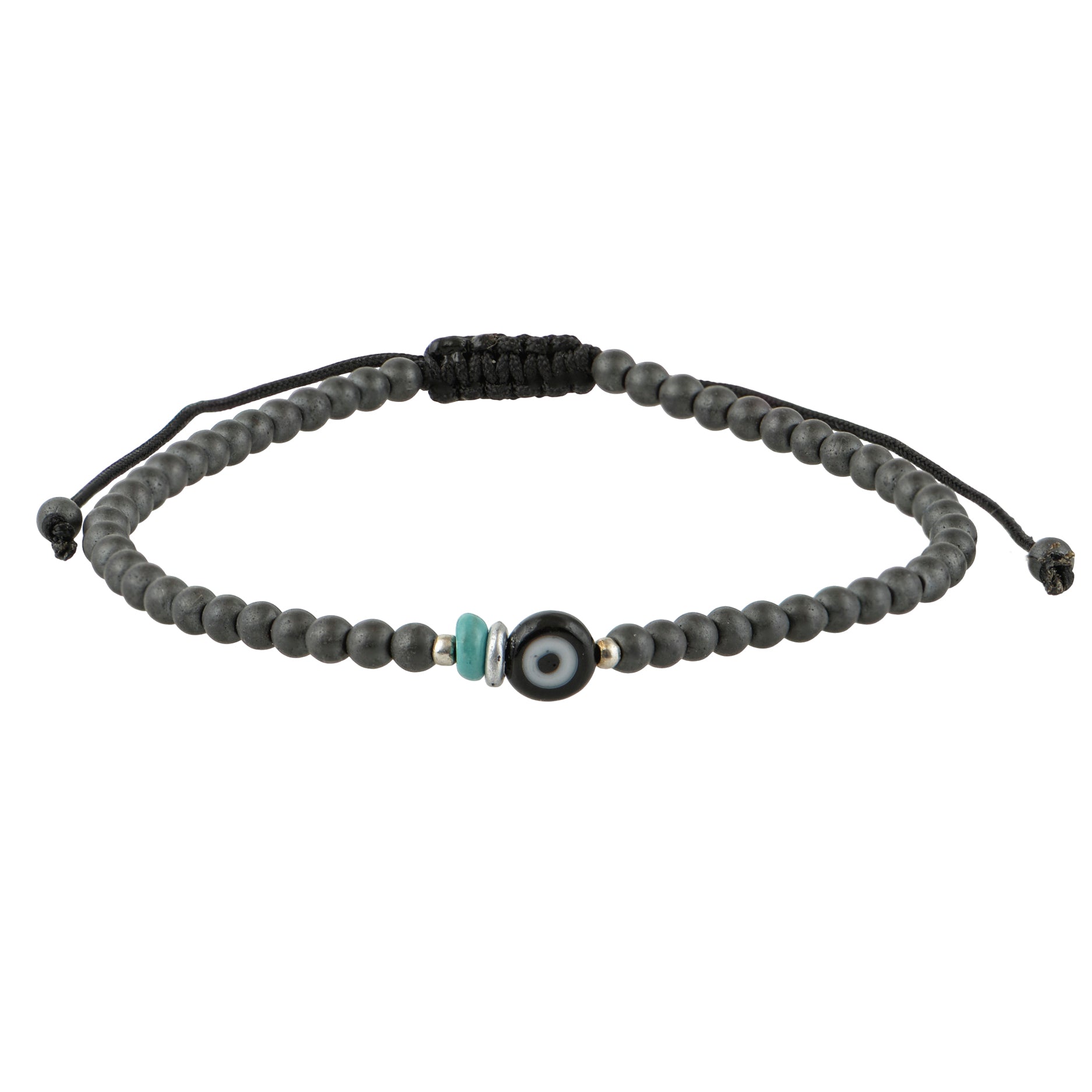 Men's Evil Eye Bracelet Hematite Stones & Turquoise