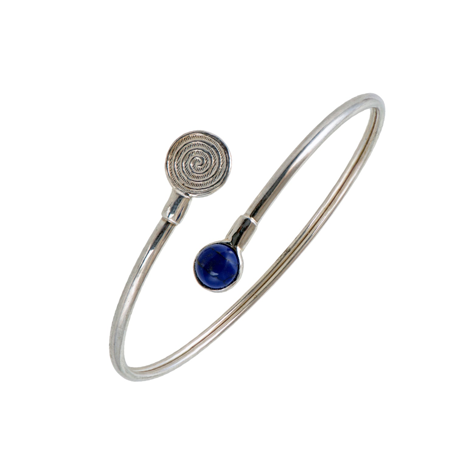 Spiral Bracelet with a Lapis Lazuli Stone