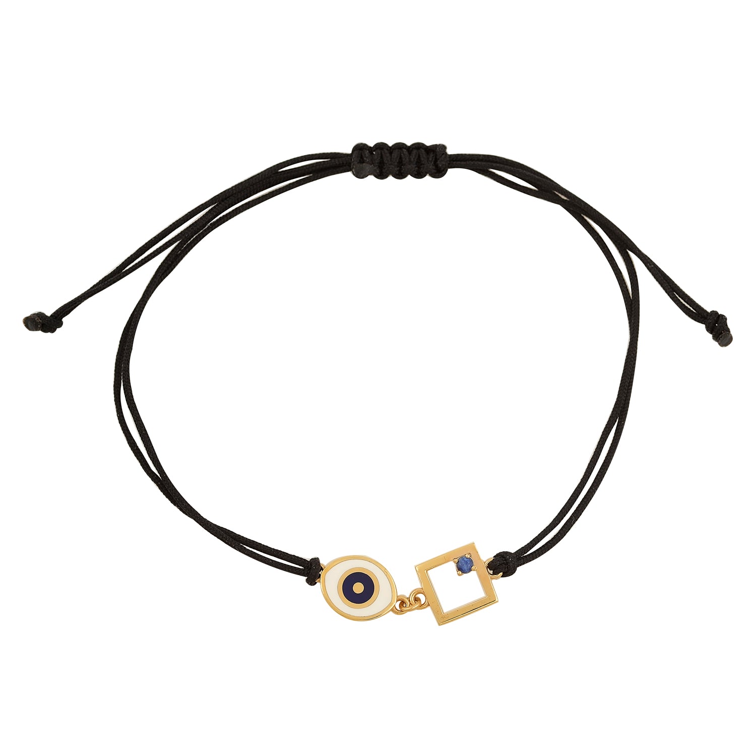 14K Gold Evil Eye Bracelet with Sapphire Stone