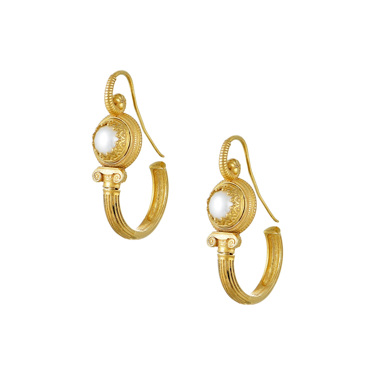 Ionic Column Earrings with Freshwater Pearls